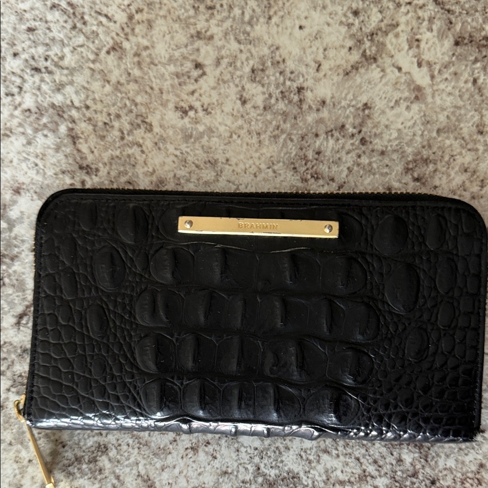 Brahmin Black Embossed Leather Wallet
